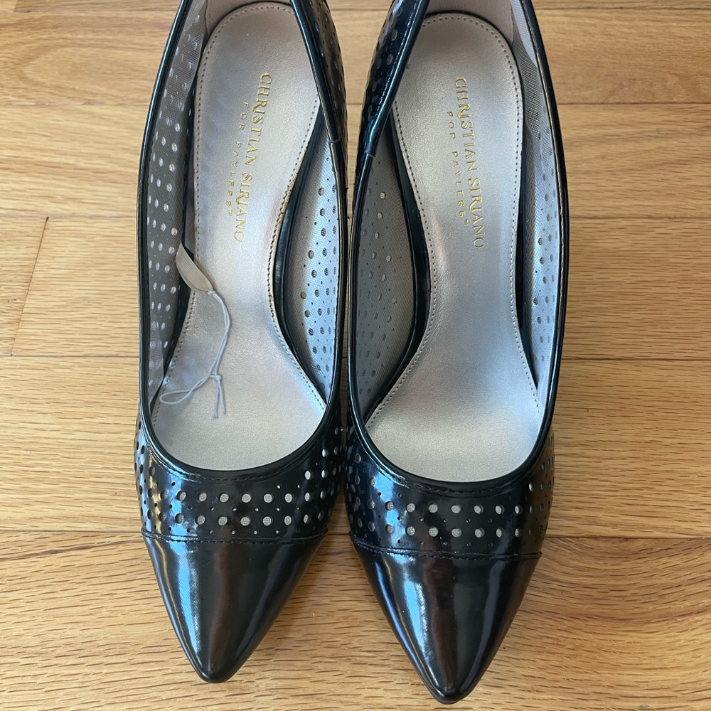 Christian Siriano Black Perforated Heels